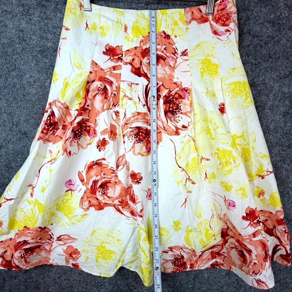 Sweet Salt Flare Skirts Womens Medium White Yellow Pink Floral Watercolor Artsy - Picture 3 of 5
